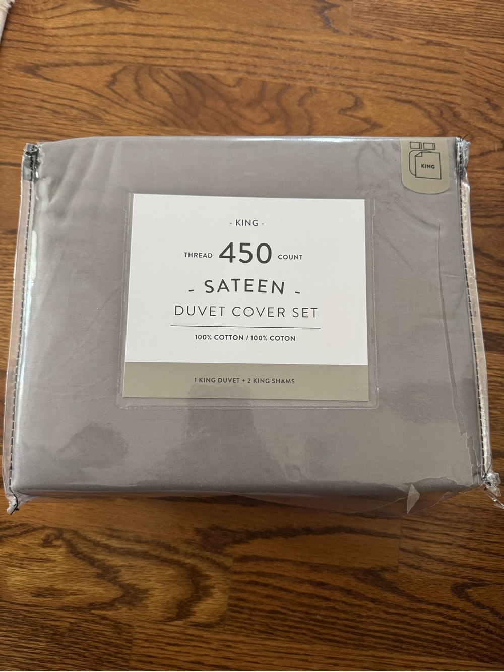 450 Thread Count Sateen Duvet Cover Set - Gray - King